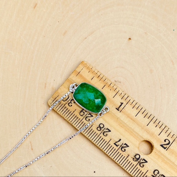 Emerald Gemstone Sterling Adjustable Bracelet - Picture 6 of 8